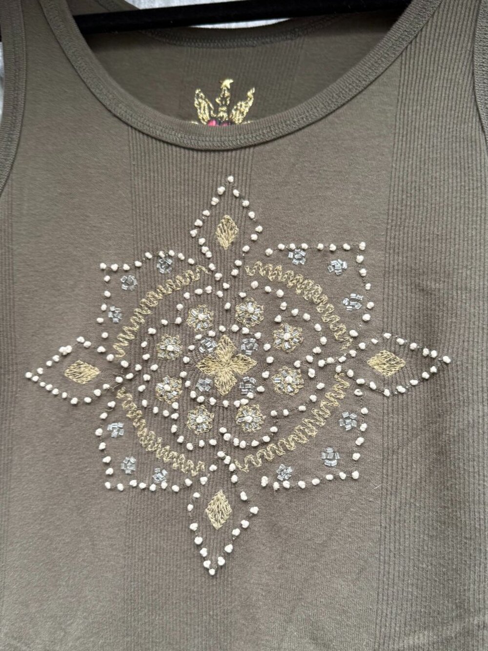 Twisted Heart vintage army green tank top